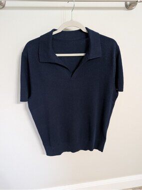 J.Crew Mens M Cashmere Short-sleeve Johnny Collar Sweater Polo Preppy Old Money